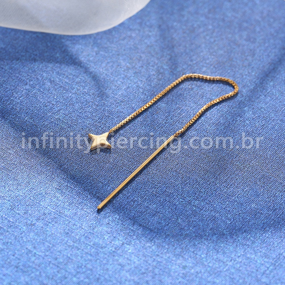 Piercing Palitinho Corrente Aço Cirúrgico Estrela 4 Pontas