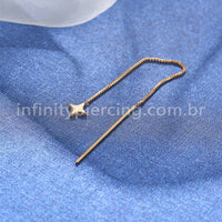 Piercing Palitinho Corrente Aço Cirúrgico Estrela 4 Pontas