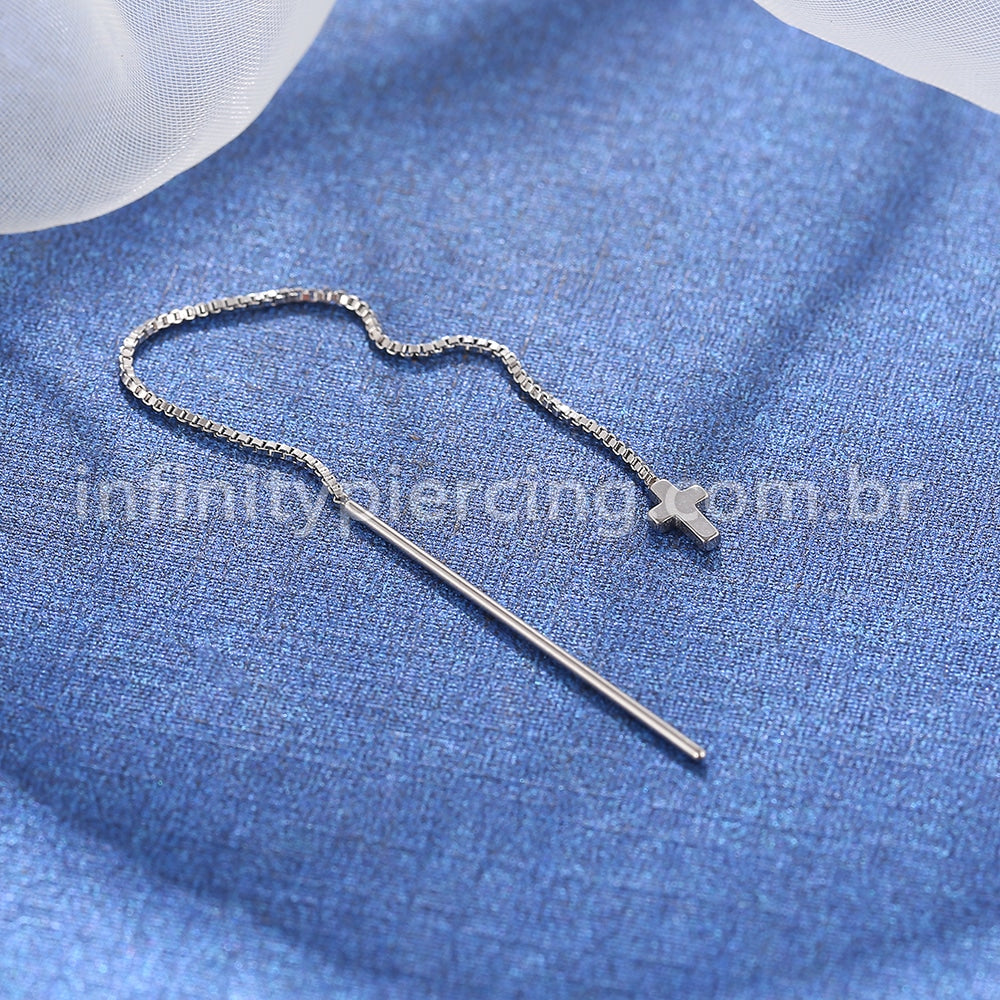 Piercing Palitinho Corrente Aço Cirúrgico Cruz