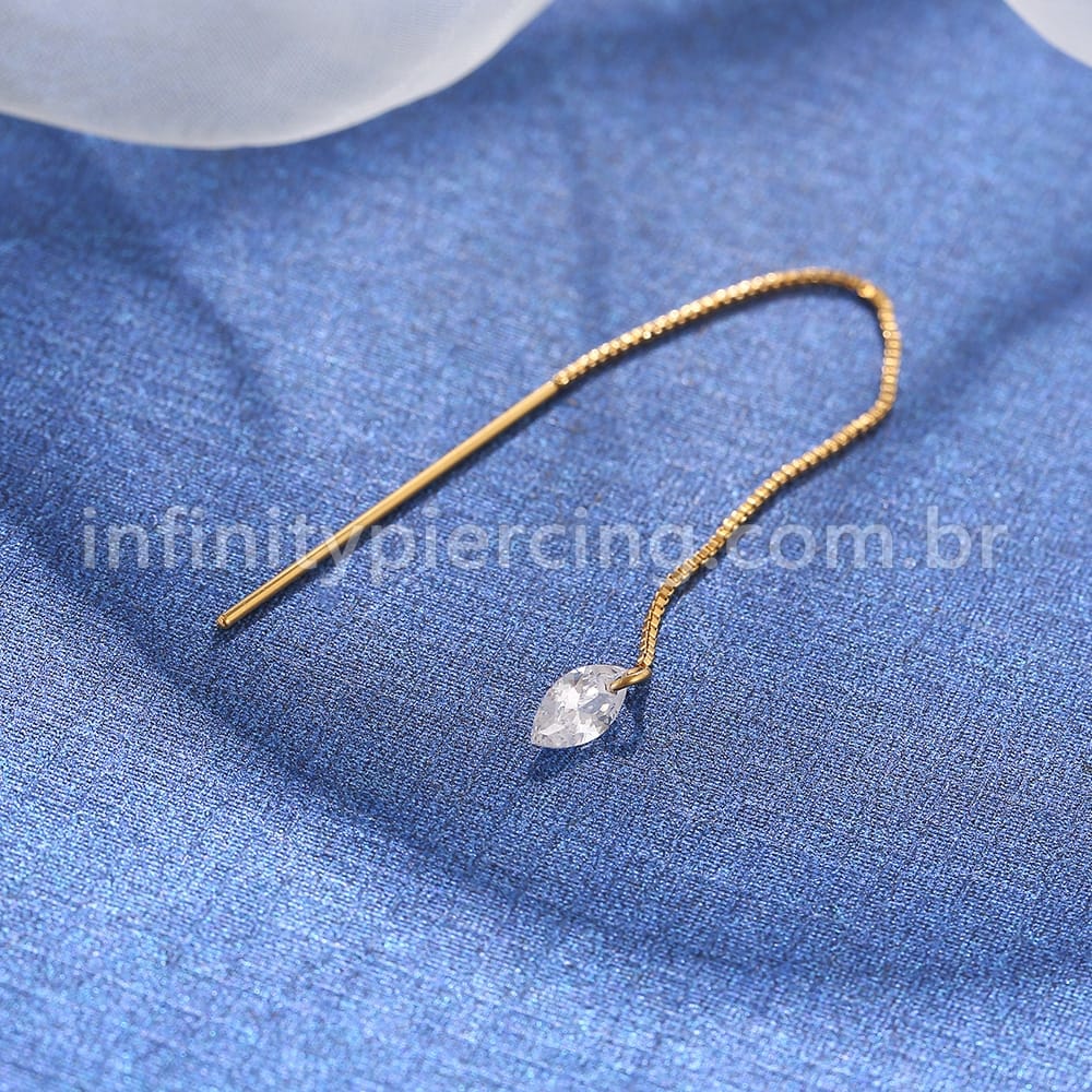 Piercing Palitinho Corrente Aço Cirúrgico Zircônia Oval