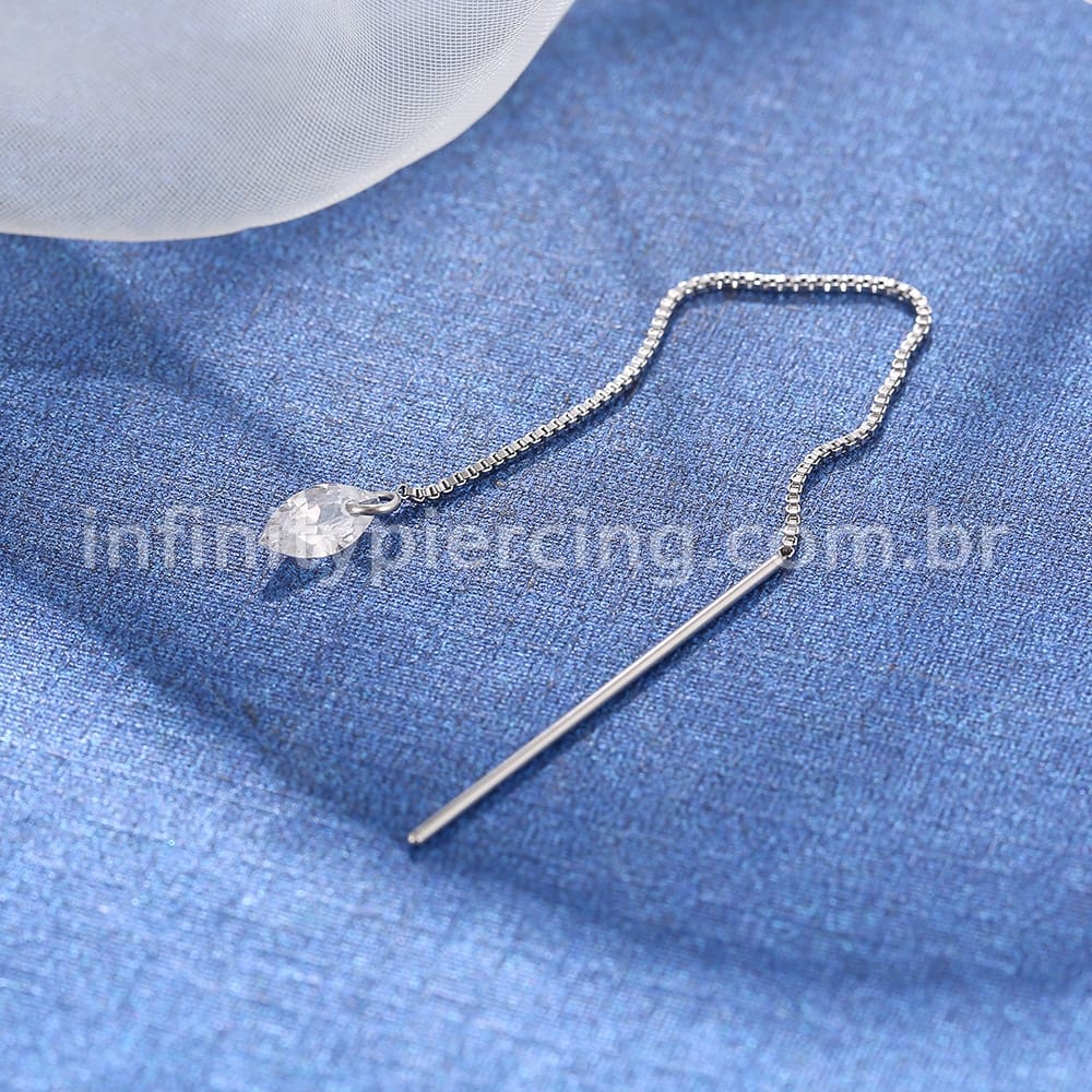 Piercing Palitinho Corrente Aço Cirúrgico Zircônia Oval