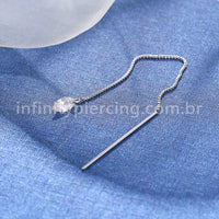 Piercing Palitinho Corrente Aço Cirúrgico Zircônia Oval