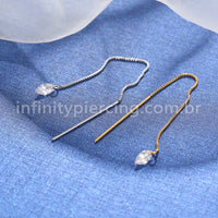 Piercing Palitinho Corrente Aço Cirúrgico Zircônia Oval