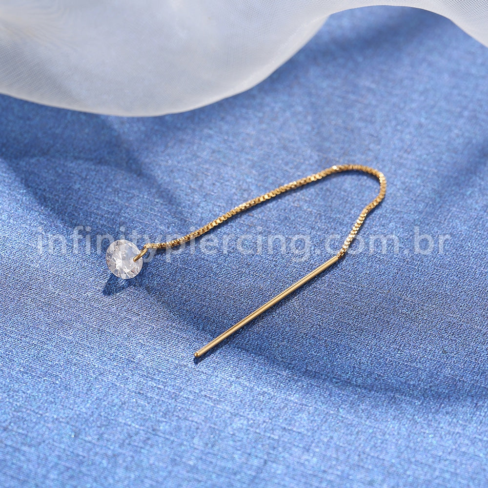 Piercing Palitinho Corrente Aço Cirúrgico Zircônia Redonda