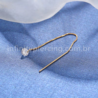 Piercing Palitinho Corrente Aço Cirúrgico Zircônia Redonda