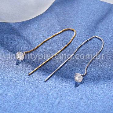 Piercing Palitinho Corrente Aço Cirúrgico Zircônia Redonda