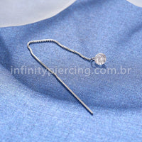 Piercing Palitinho Corrente Aço Cirúrgico Zircônia Redonda