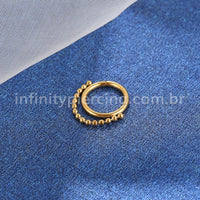 Piercing Argola Aço Cirúrgico Segmento Articulado Corrente Bolinhas