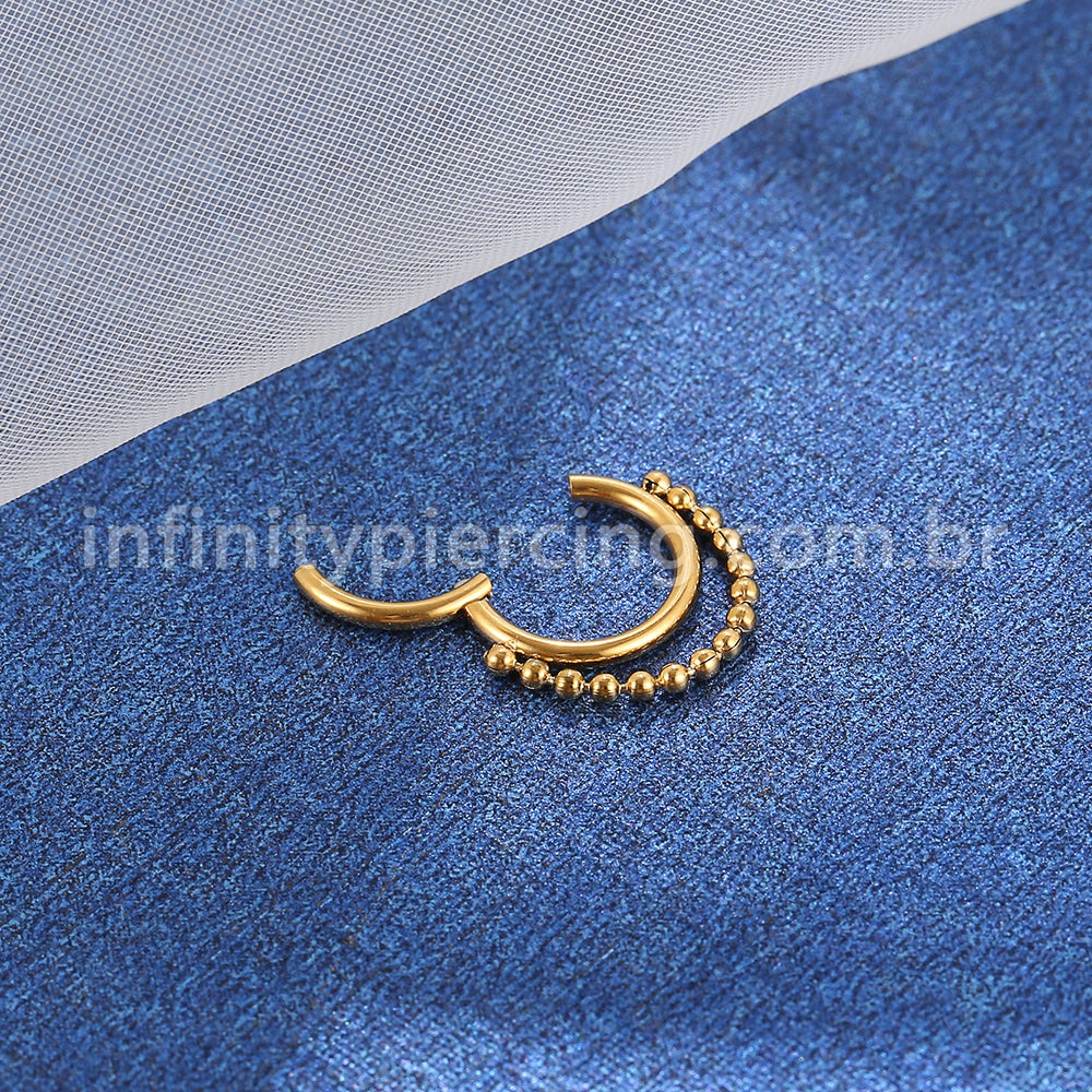 Piercing Argola Aço Cirúrgico Segmento Articulado Corrente Bolinhas
