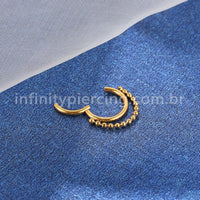 Piercing Argola Aço Cirúrgico Segmento Articulado Corrente Bolinhas