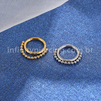 Piercing Argola Aço Cirúrgico Segmento Articulado Corrente Bolinhas