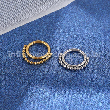 Piercing Argola Aço Cirúrgico Segmento Articulado Corrente Bolinhas