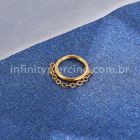 Piercing Argola Aço Cirúrgico Segmento Articulado Com Correntinha