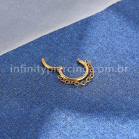 Piercing Argola Aço Cirúrgico Segmento Articulado Com Correntinha