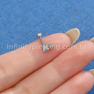 Piercing Minibarbell Aço Cirúrgico 2 Zircônia Cravada