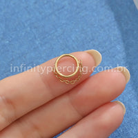 Piercing Argola Aço Cirúrgico Segmento Articulado Com Correntinha