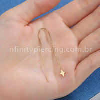 Piercing Palitinho Corrente Aço Cirúrgico Estrela 4 Pontas
