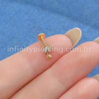 Piercing Labret Titânio Trio Com Pingente Zircônia