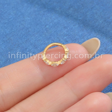 Piercing Argola Titânio Segmento Articulado Zircônia Cravejada