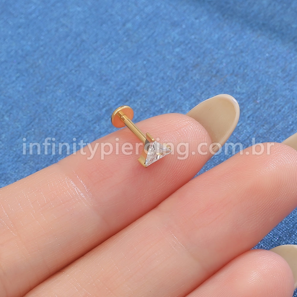 Piercing Labret Titânio Triangulo Zircônia
