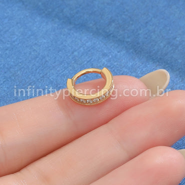 Piercing Argola Titânio Uma Fileira Zircônia