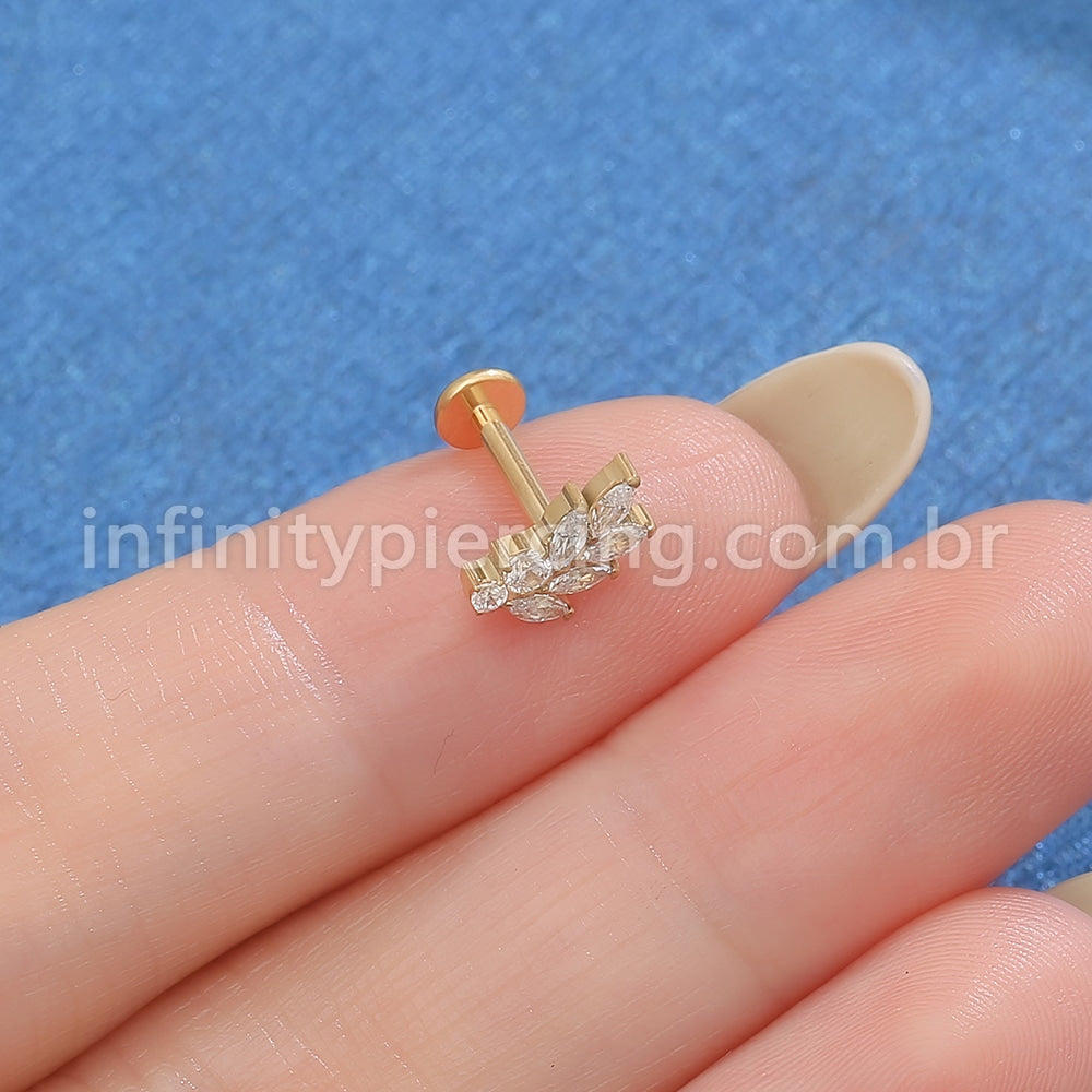 Piercing Labret Titânio Folhas Zircônia