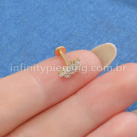 Piercing Labret Titânio Folhas Zircônia