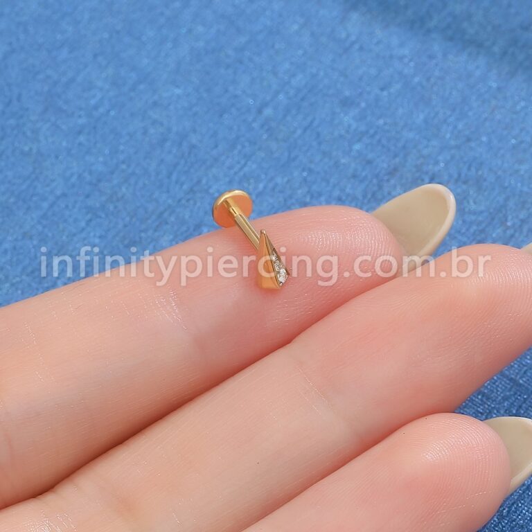 Piercing Labret Titânio Triangulo Zircônia