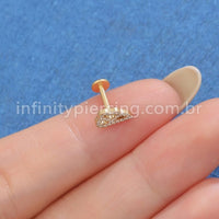 Piercing Labret Titânio Meia Asa Zircônia