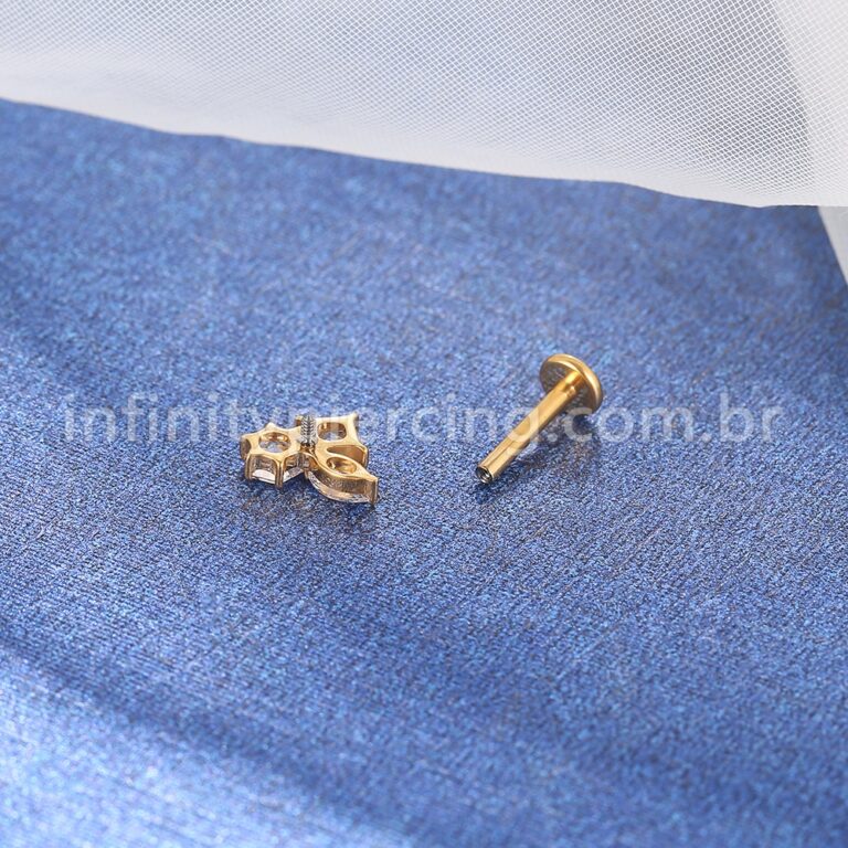 Piercing Labret Titânio Pedras Zircônias