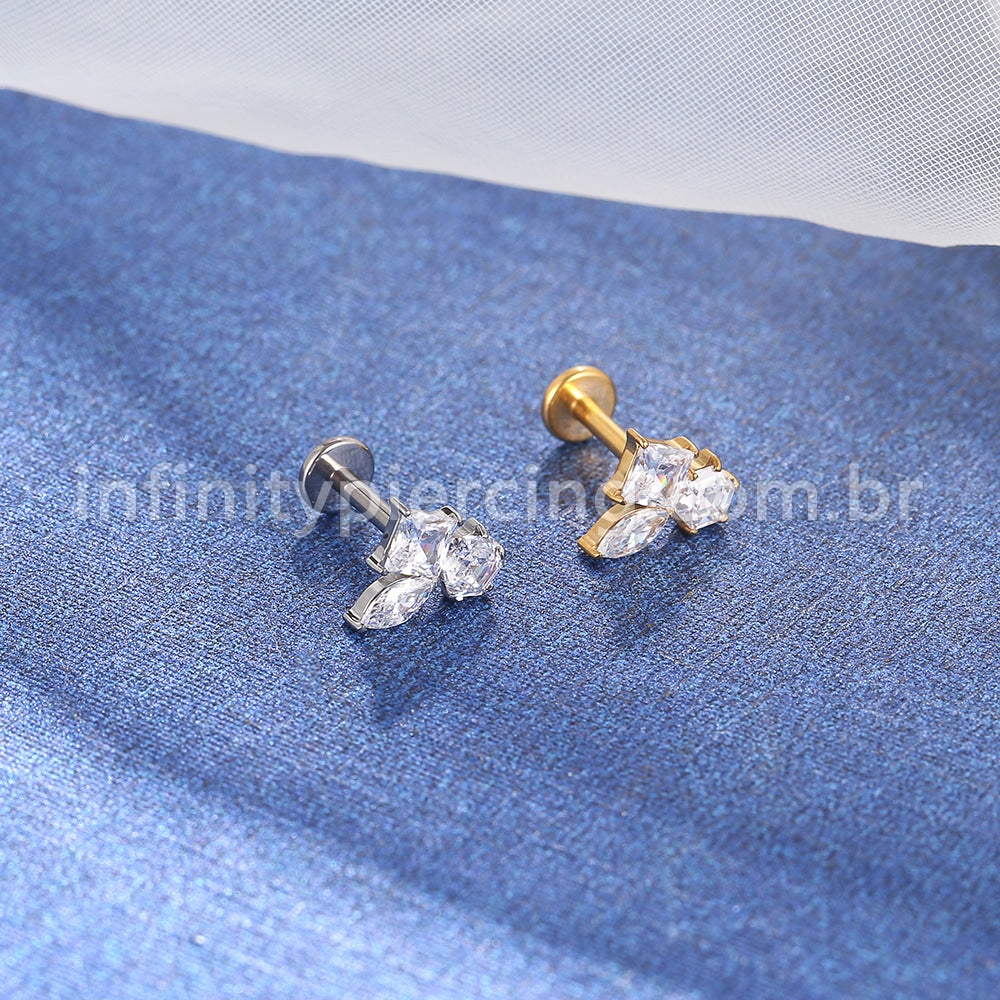 Piercing Labret Titânio Pedras Zircônias
