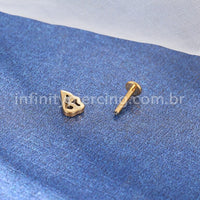 Piercing Labret Titânio Meia Asa Zircônia
