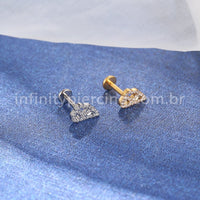Piercing Labret Titânio Meia Asa Zircônia