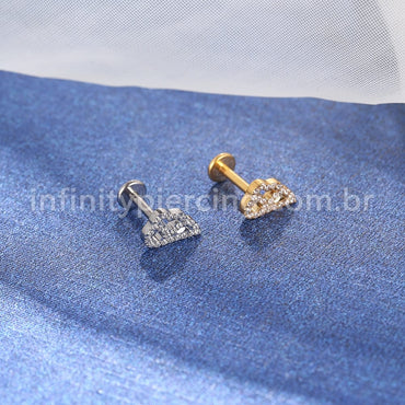 Piercing Labret Titânio Meia Asa Zircônia