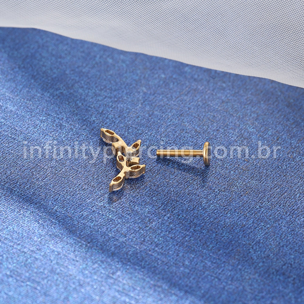 Piercing Labret Titânio Galho Zircônia