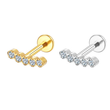 Piercing Labret Aço Cirúgico 5 Mini Zircônia Reta