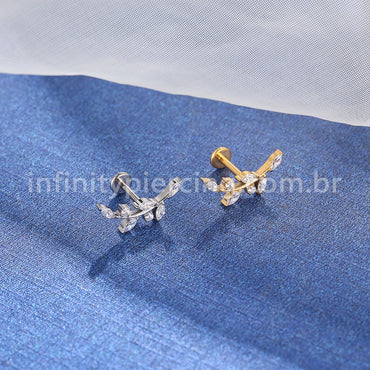 Piercing Labret Titânio Galho Zircônia