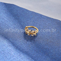 Piercing Argola Titânio Segmento Articulado Folhas Zircônia