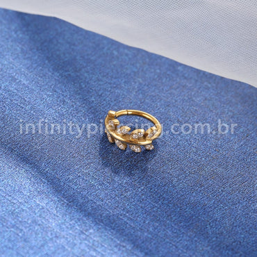 Piercing Argola Titânio Segmento Articulado Folhas Zircônia