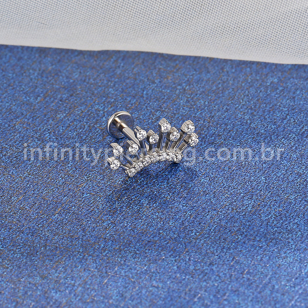 Piercing Labret Titânio Coroa  Zircônia Cravejada