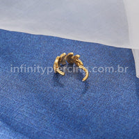 Piercing Argola Titânio Segmento Articulado Folhas Zircônia