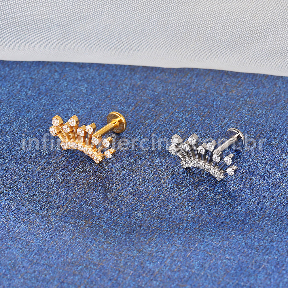 Piercing Labret Titânio Coroa  Zircônia Cravejada