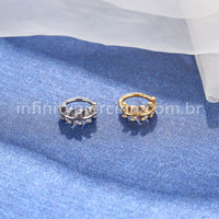 Piercing Argola Titânio Segmento Articulado Folhas Zircônia