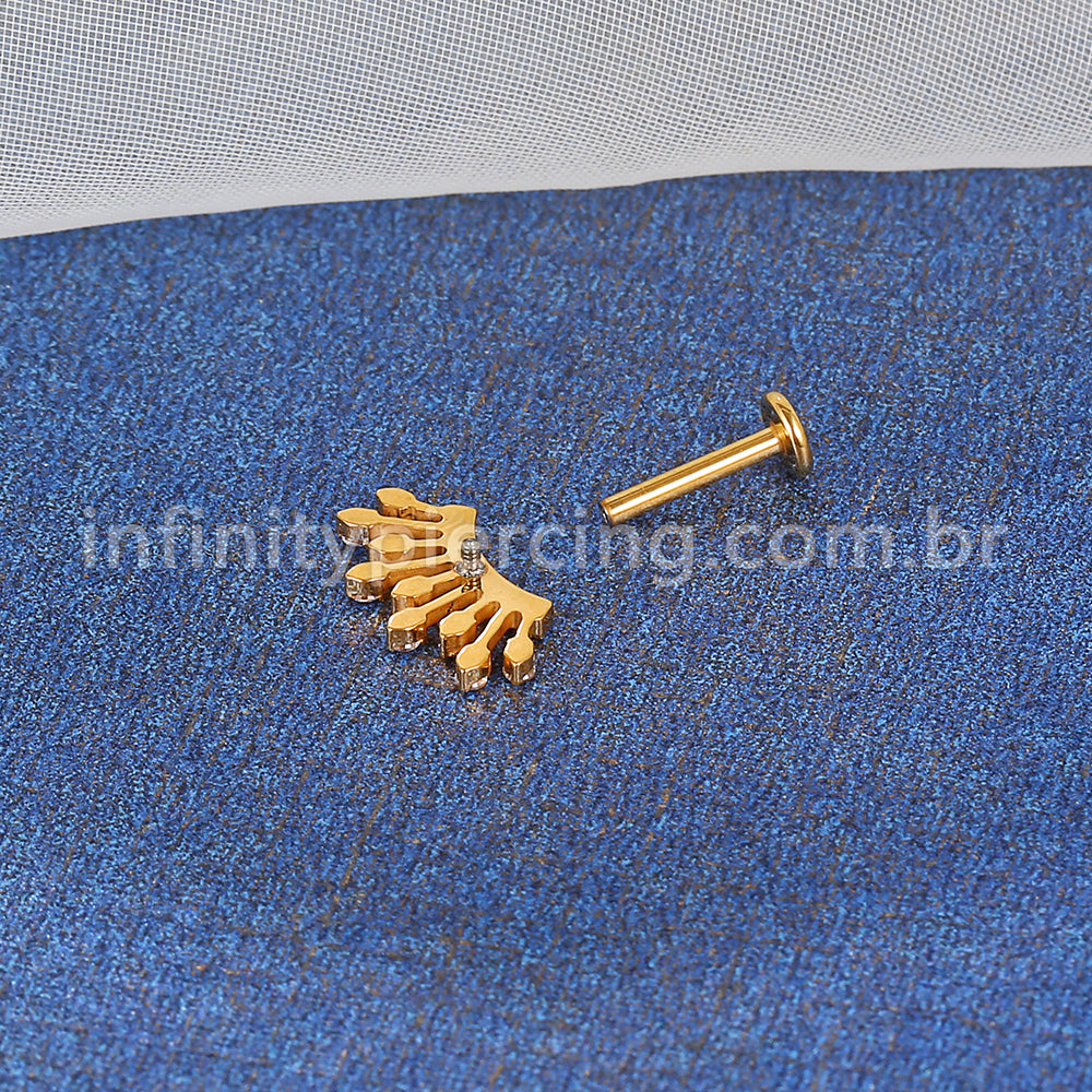 Piercing Labret Titânio Coroa  Zircônia Cravejada
