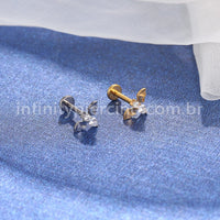 Piercing Labret Titânio Morcego Zircônia