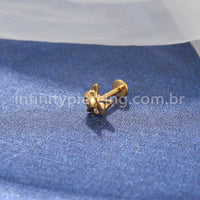 Piercing Labret Titânio Raposa Zircônia
