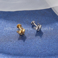 Piercing Labret Titânio Raposa Zircônia
