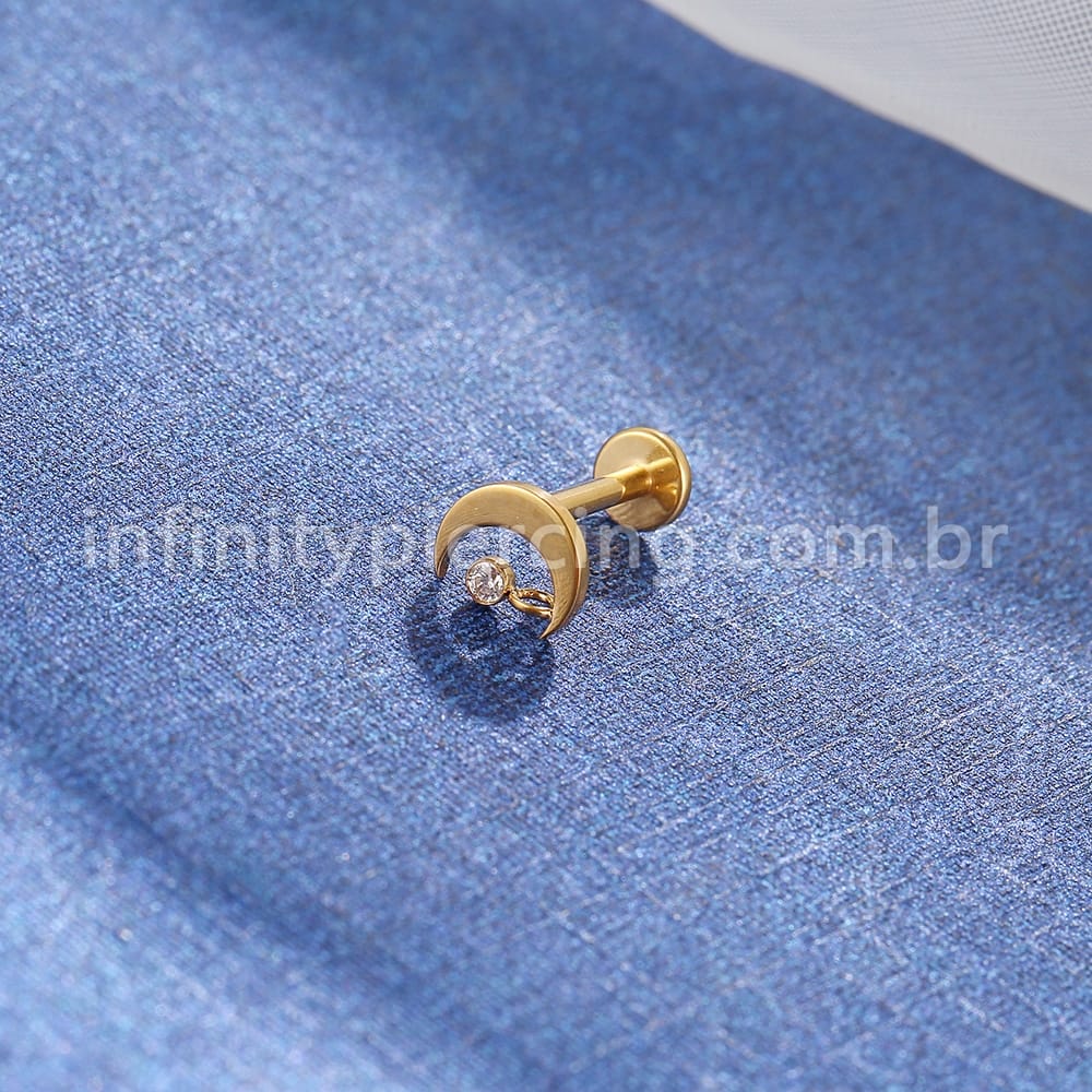 Piercing Labret Titânio Lua Zircônia
