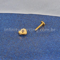 Piercing Labret Titânio Coração Lapidado Zircônia Cravejada