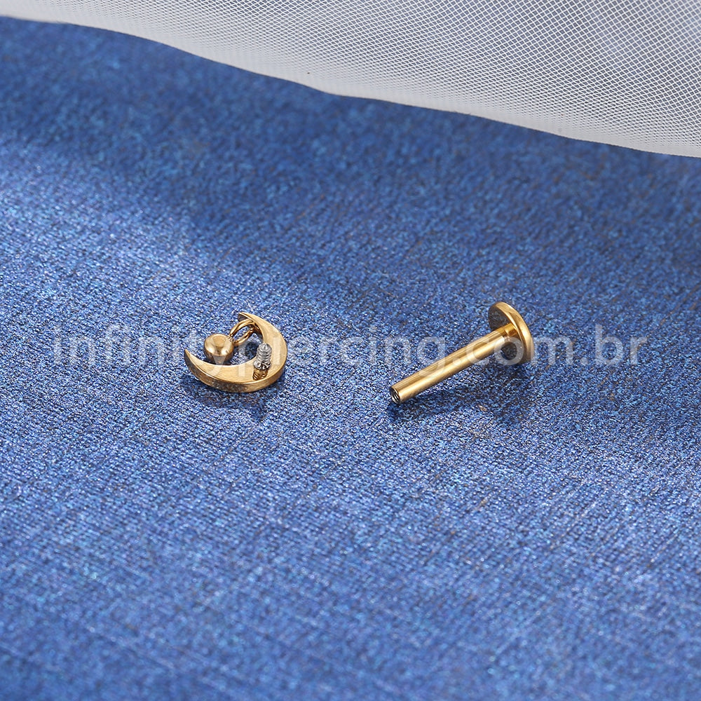 Piercing Labret Titânio Lua Zircônia